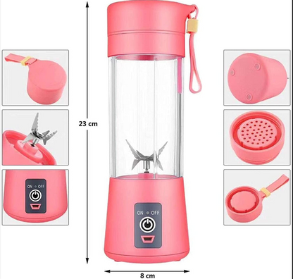 Street Vendor USB Rechargeable Juicer Blender 6 Blades Electric Blender Mini Portable Personal Size Juicer Cup USB Rechargeable Mixer 380ml Food Grade Water Bottle Portable Fruit Juicer Machine