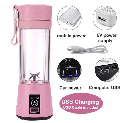 Street Vendor USB Rechargeable Juicer Blender 6 Blades Electric Blender Mini Portable Personal Size Juicer Cup USB Rechargeable Mixer 380ml Food Grade Water Bottle Portable Fruit Juicer Machine